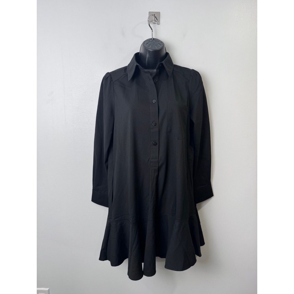 Tuckernuck Black Crepe Callahan Shirt Mini Dress Size XS